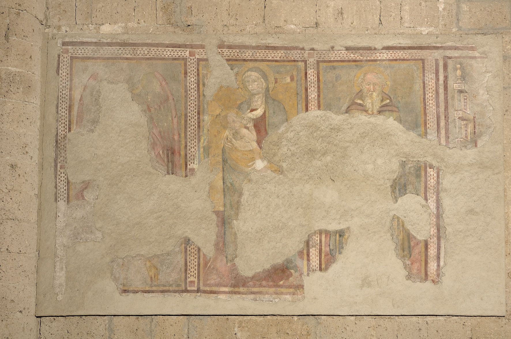 Madonna del Latte e Santi (dipinto murale) - ambito laziale (sec. XIV)