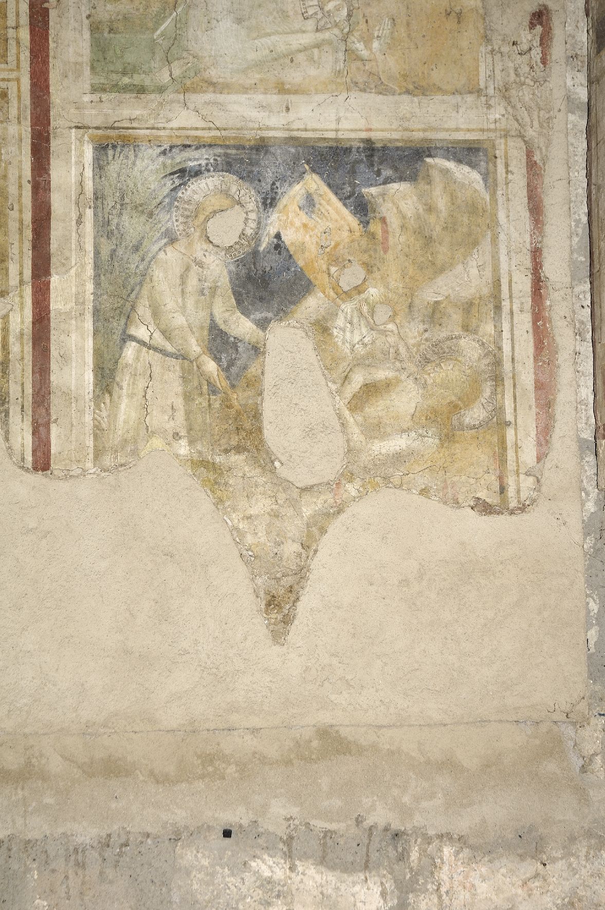 episodio della vita di Sant'Onofrio (dipinto murale, frammento) - ambito laziale (sec. XIV)