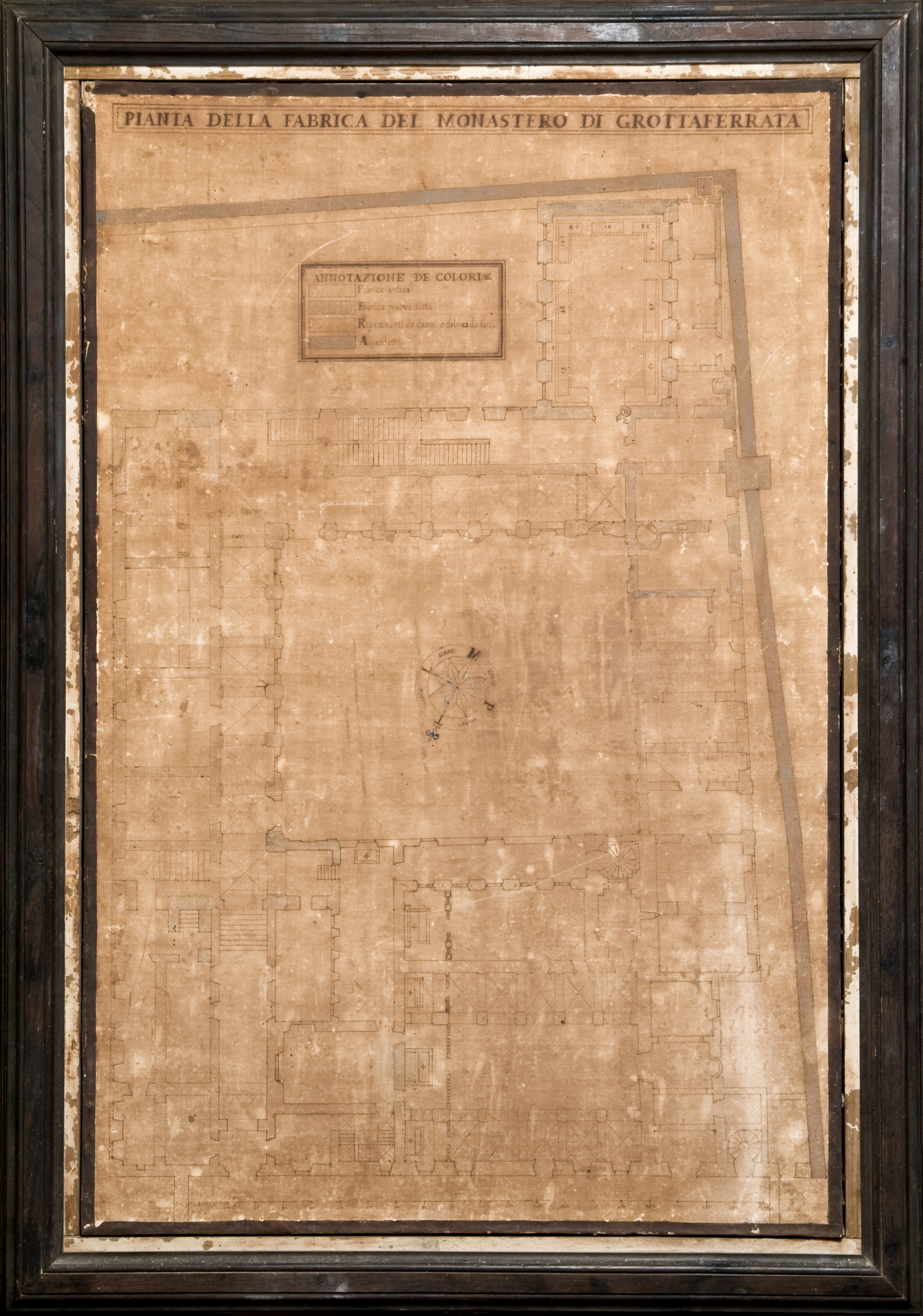 Pianta della fabbrica del monastero di Grottaferrata, pianta del monastero di Grottaferrata (disegno) di Contini Giovan Battista (sec. XVIII)