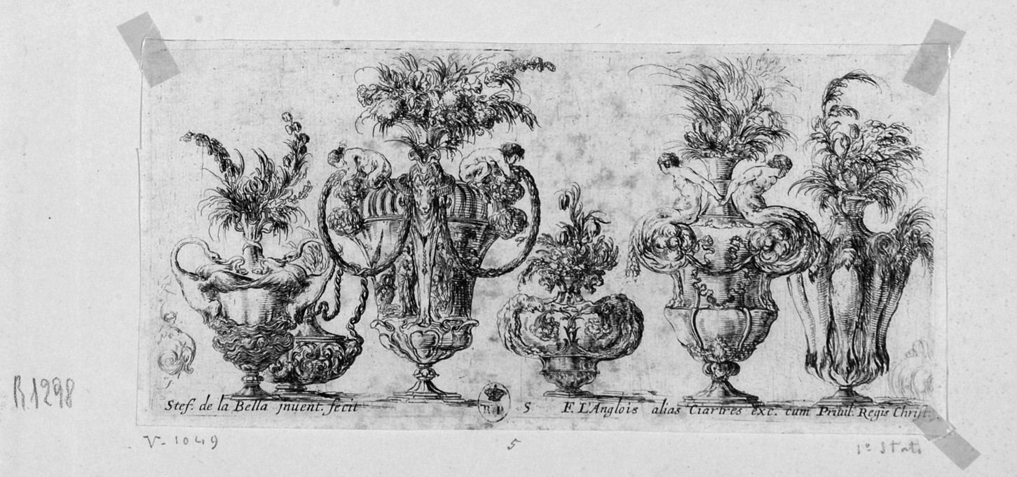 sei vasi (stampa, serie) di Della Bella Stefano (sec. XVII)