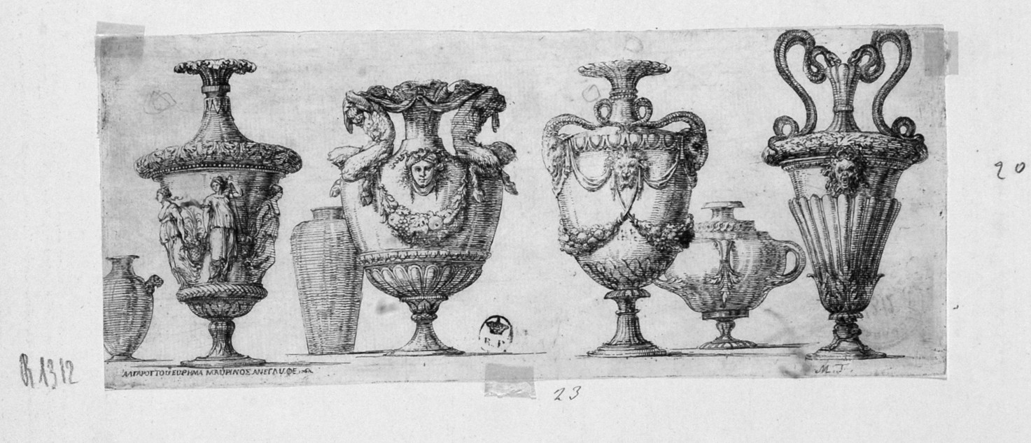 vasi (stampa smarginata) di Della Bella Stefano, Tesi Mauro (sec. XVIII)