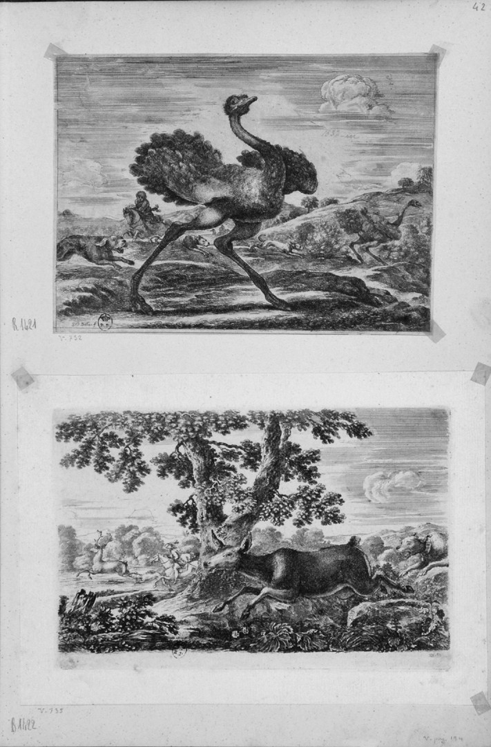 scene di caccia (stampa, serie) di Della Bella Stefano (sec. XVII)