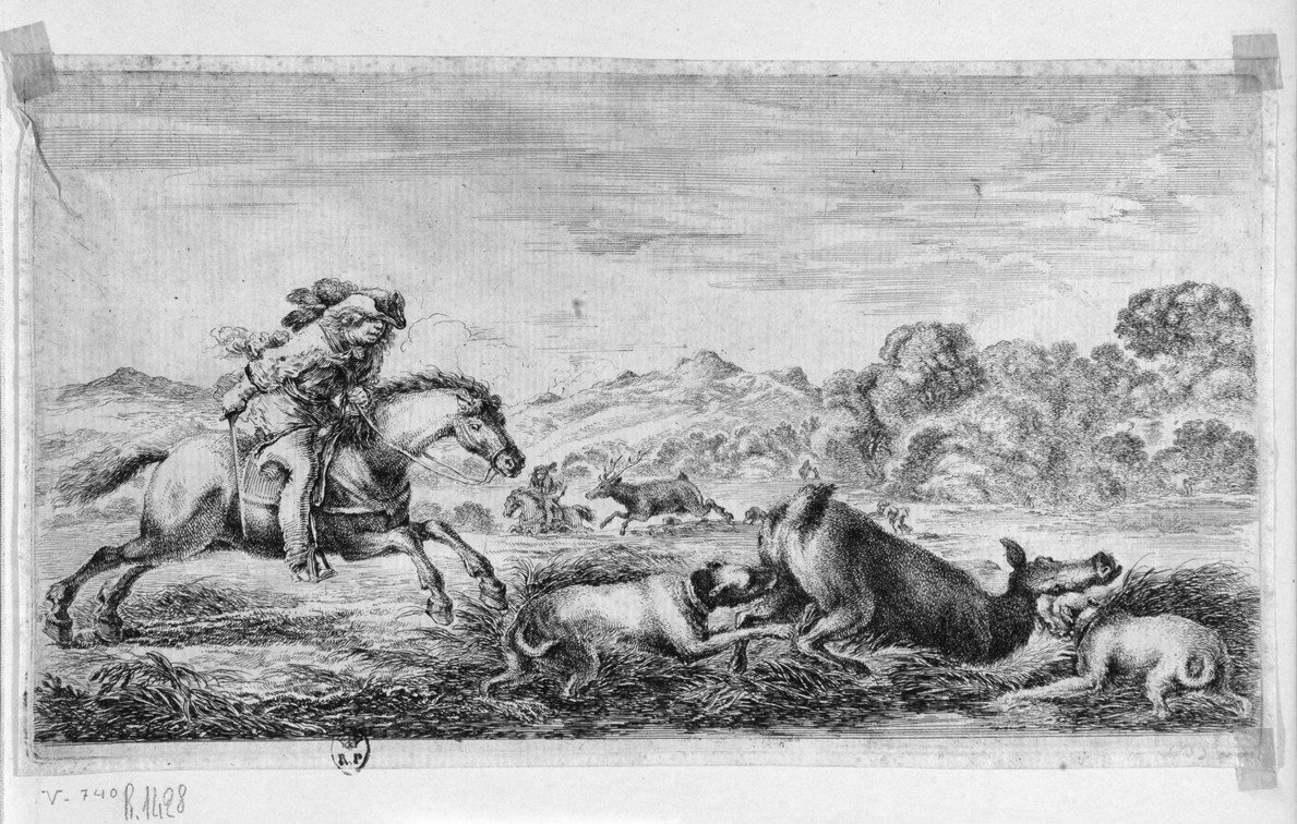 caccia al cervo (stampa, serie) di Della Bella Stefano (sec. XVII)