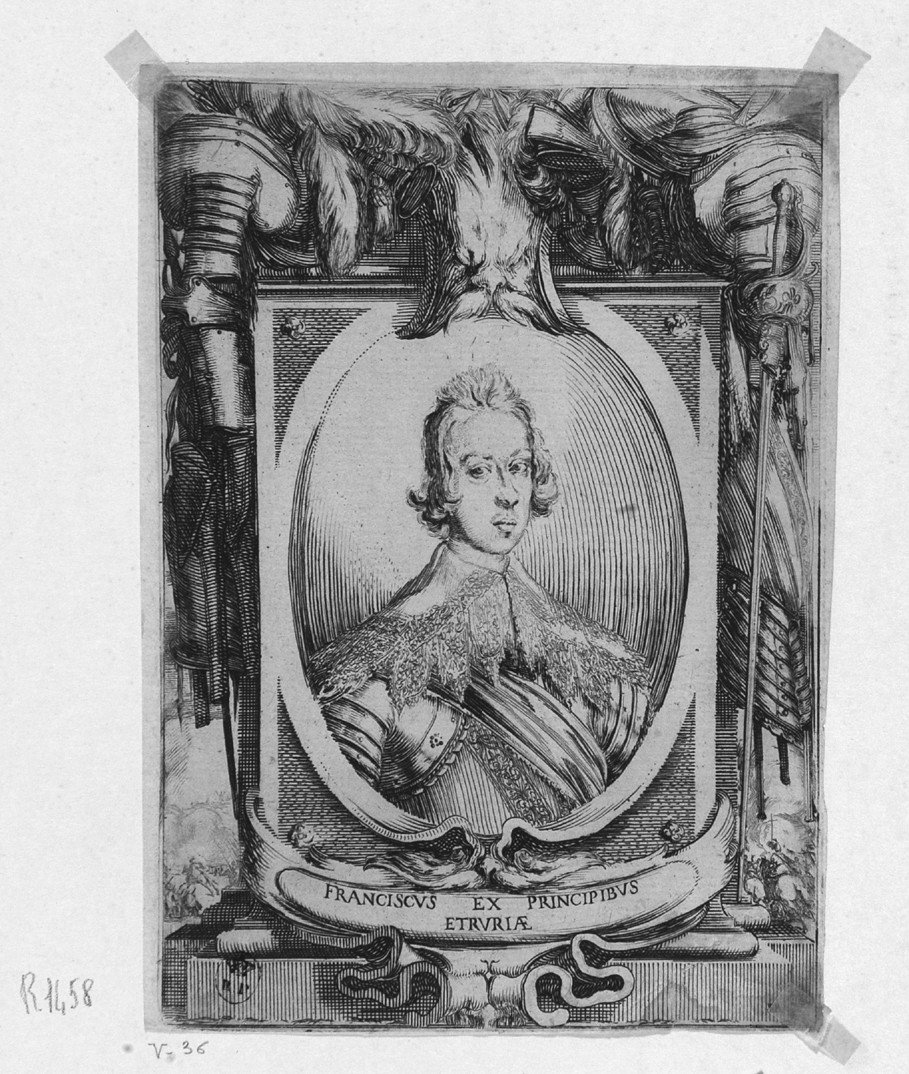 Franciscus ex princibus Etruriae, ritratto di Francesco de' Medici (stampa) di Della Bella Stefano (sec. XVII)