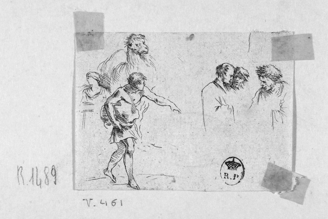 figure, teste e animali (stampa) di Della Bella Stefano (sec. XVII)