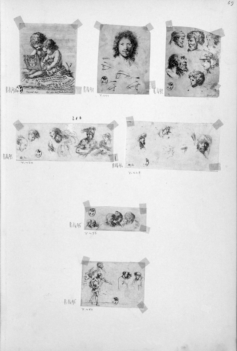 teste e parti anatomiche (stampa) di Della Bella Stefano (sec. XVII)