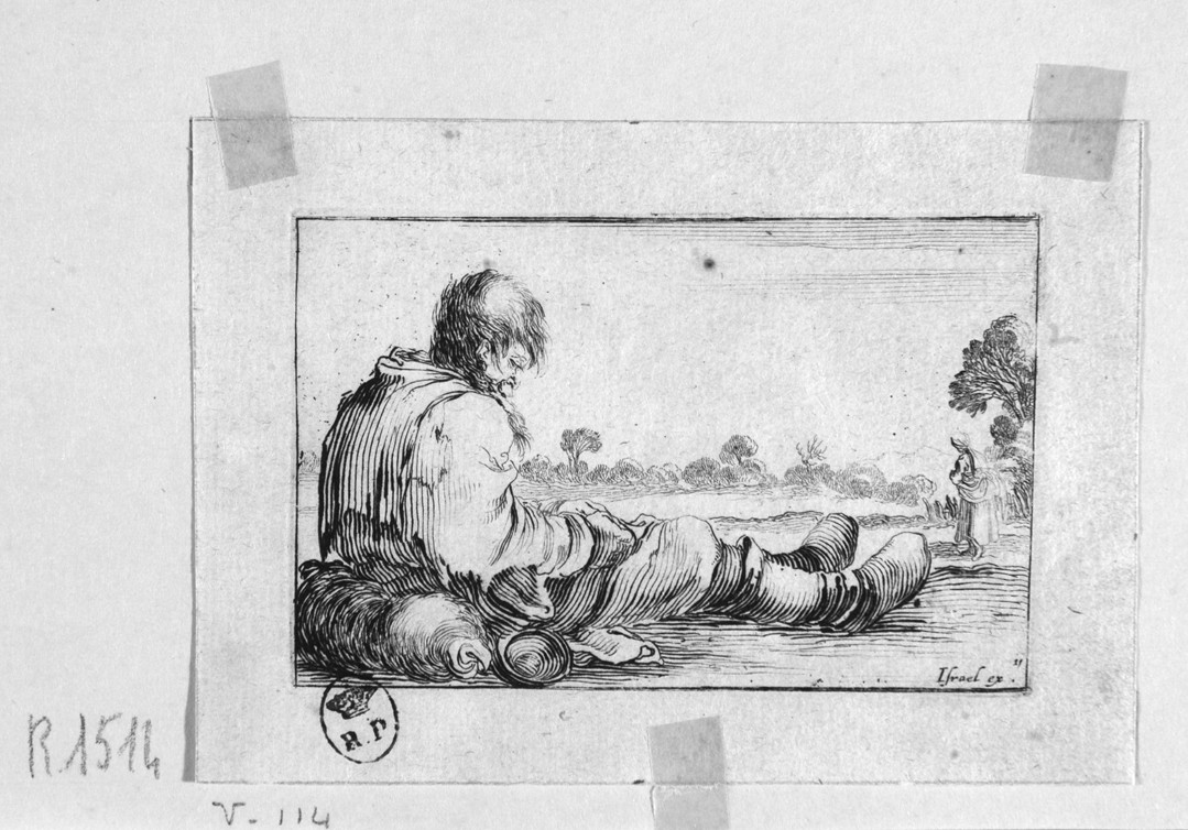 viandante in riposo (stampa, serie) di Della Bella Stefano (sec. XVII)