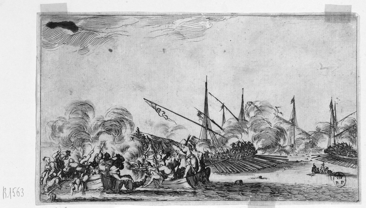 battaglia navale (stampa smarginata, serie) di Della Bella Stefano (sec. XVII)