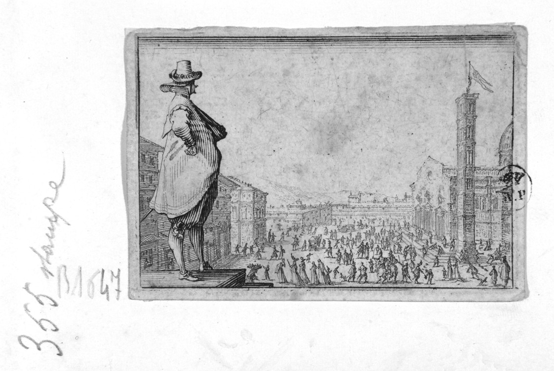 piazza del Duomo a Firenze (stampa) di Callot Jacques (primo quarto sec. XVII)