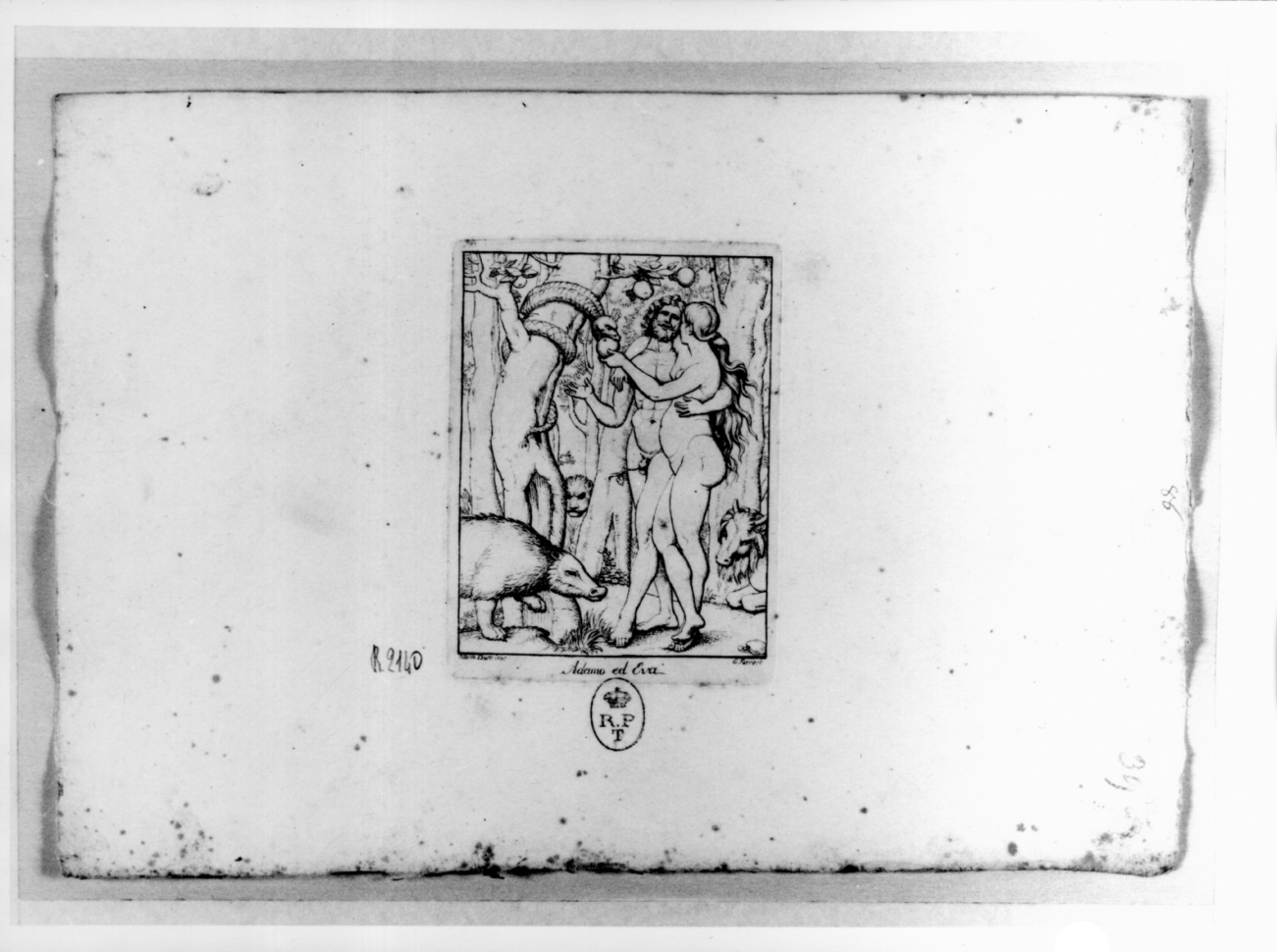 Adamo ed Eva, Eva offre il frutto ad Adamo (stampa, serie) di Ferrero Giovanni Francesco, Durer Albrecht (sec. XIX)