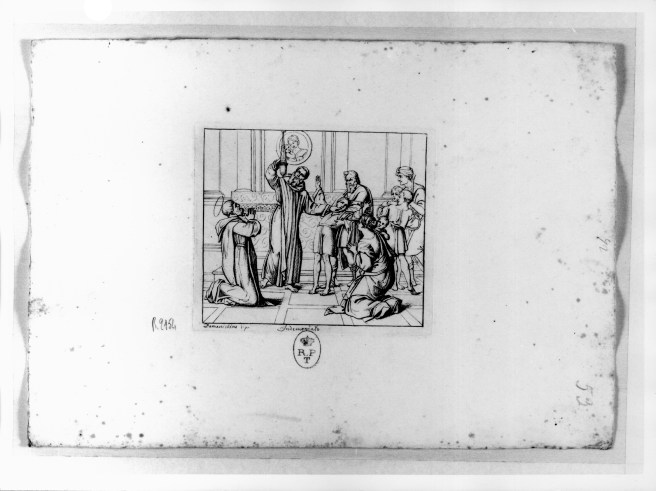 San Nilo guarisce l'indemoniato (stampa, serie) di Ferrero Giovanni Francesco, Zampieri Domenico detto Domenichino (sec. XIX)