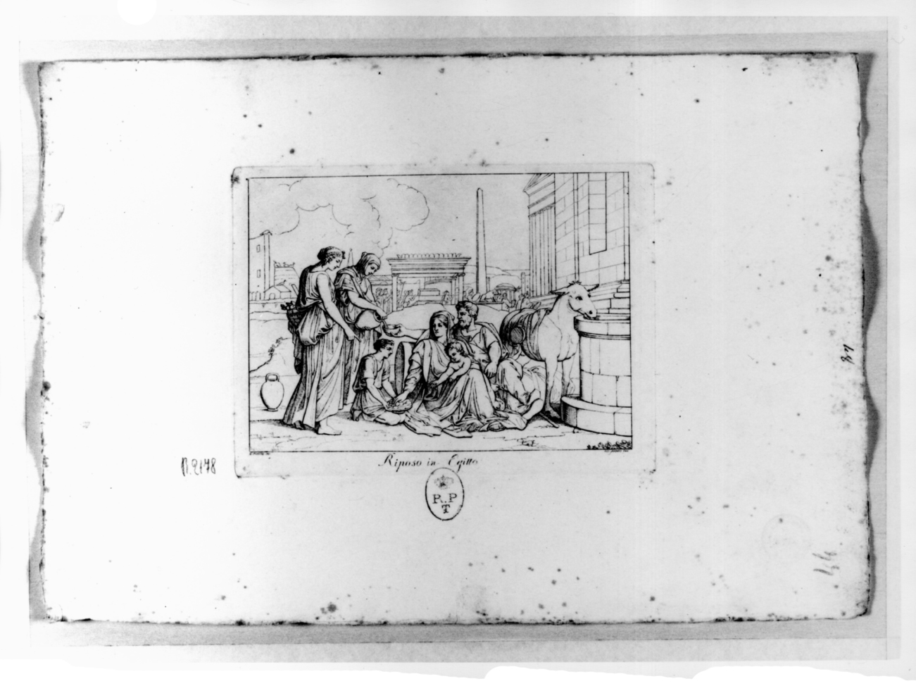 Riposo in Egitto, riposo nella fuga in Egitto (stampa, serie) di Ferrero Giovanni Francesco, Poussin Nicolas (sec. XIX)