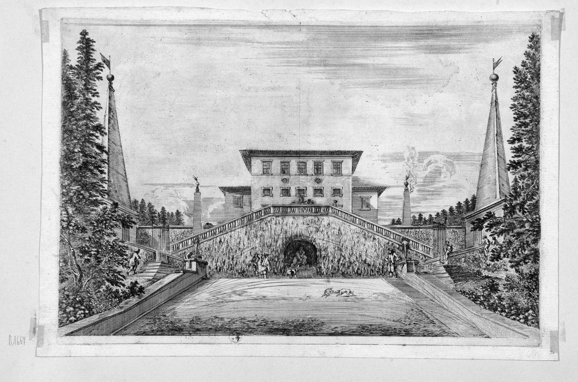 veduta della villa di Pratolino (stampa) di Della Bella Stefano (sec. XVII)