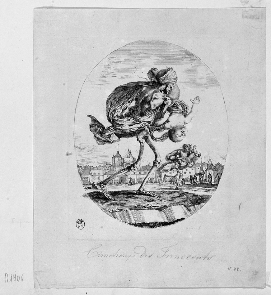 personificazioni della Morte con bambini (stampa, serie) di Della Bella Stefano (sec. XVII)