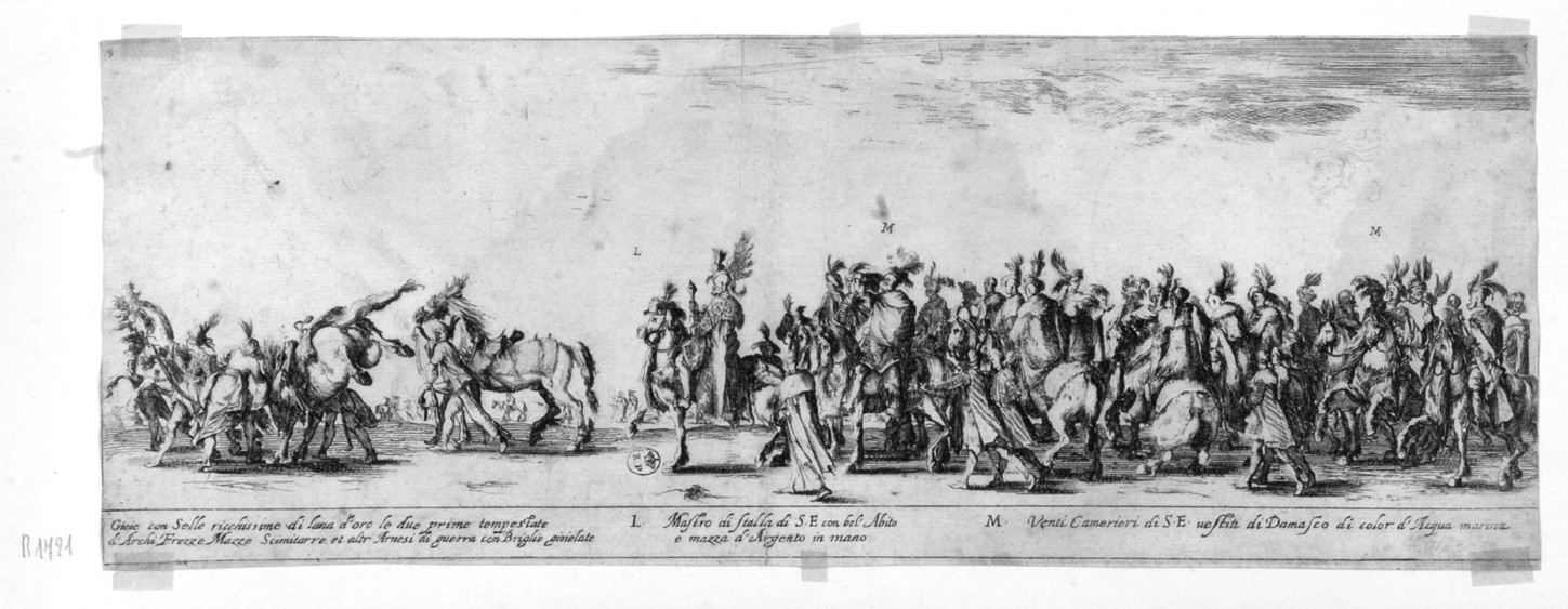 corteo di cavalieri polacchi (stampa smarginata, serie) di Della Bella Stefano (sec. XVII)
