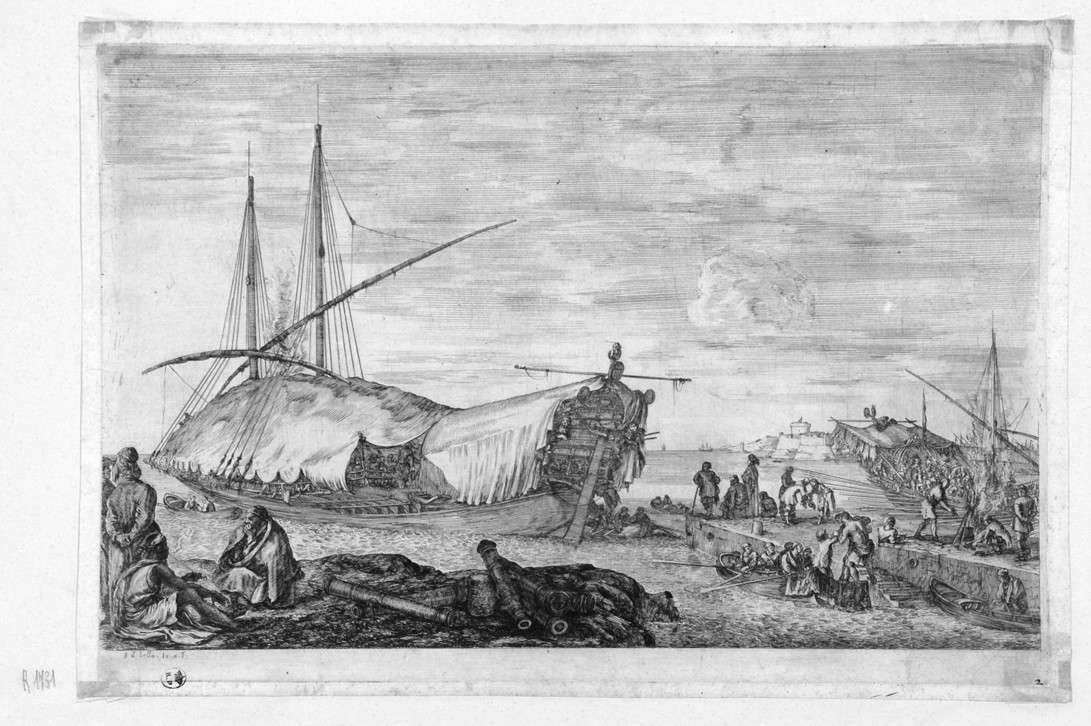 veduta del porto di Livorno (stampa) di Della Bella Stefano (sec. XVII)