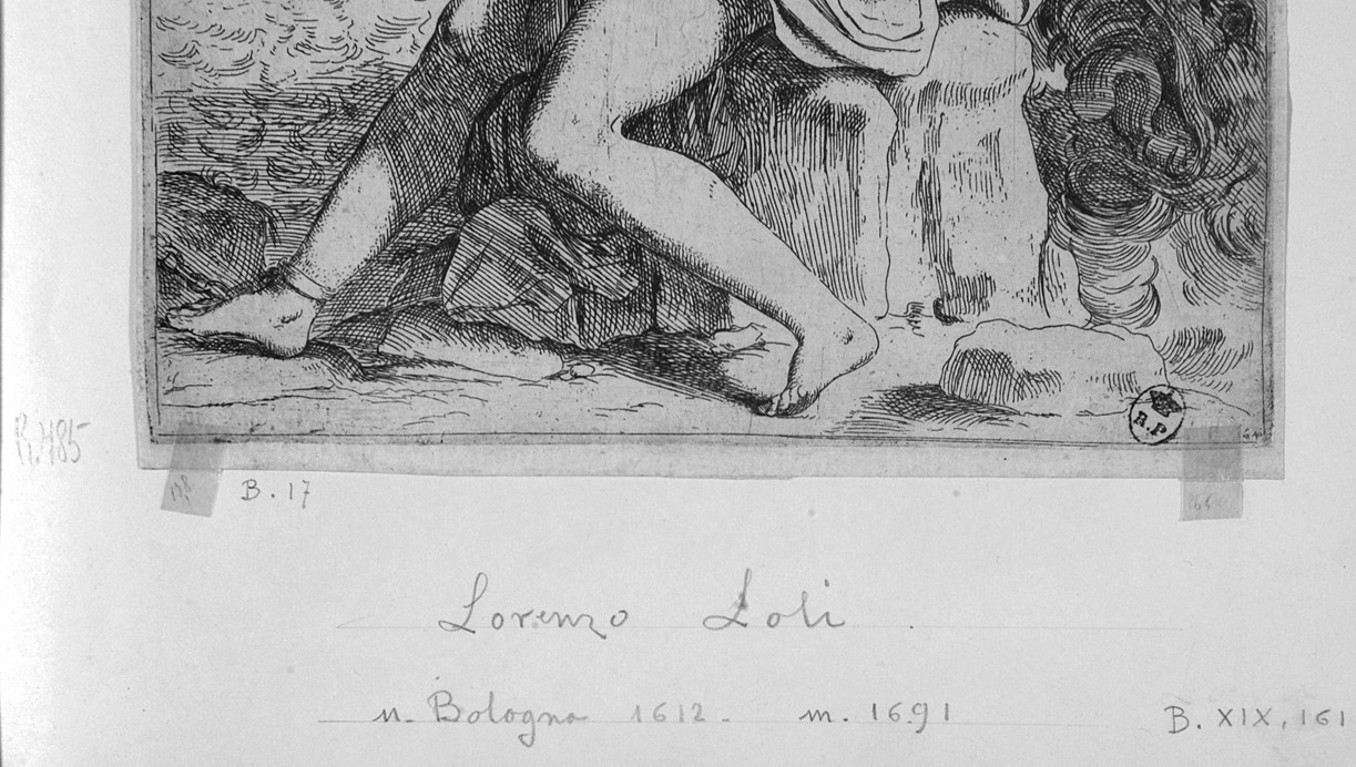 Perseo libera Andromeda (stampa smarginata) di Sirani Giovanni Andrea, Loli Lorenzo (sec. XVII)