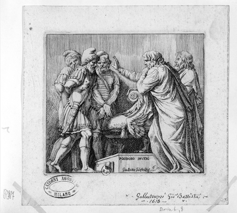 giudizio dei barbari (stampa) di Caldara Polidoro detto da Caravaggio, Galestruzzi Giovanni Battista (metà sec. XVII)