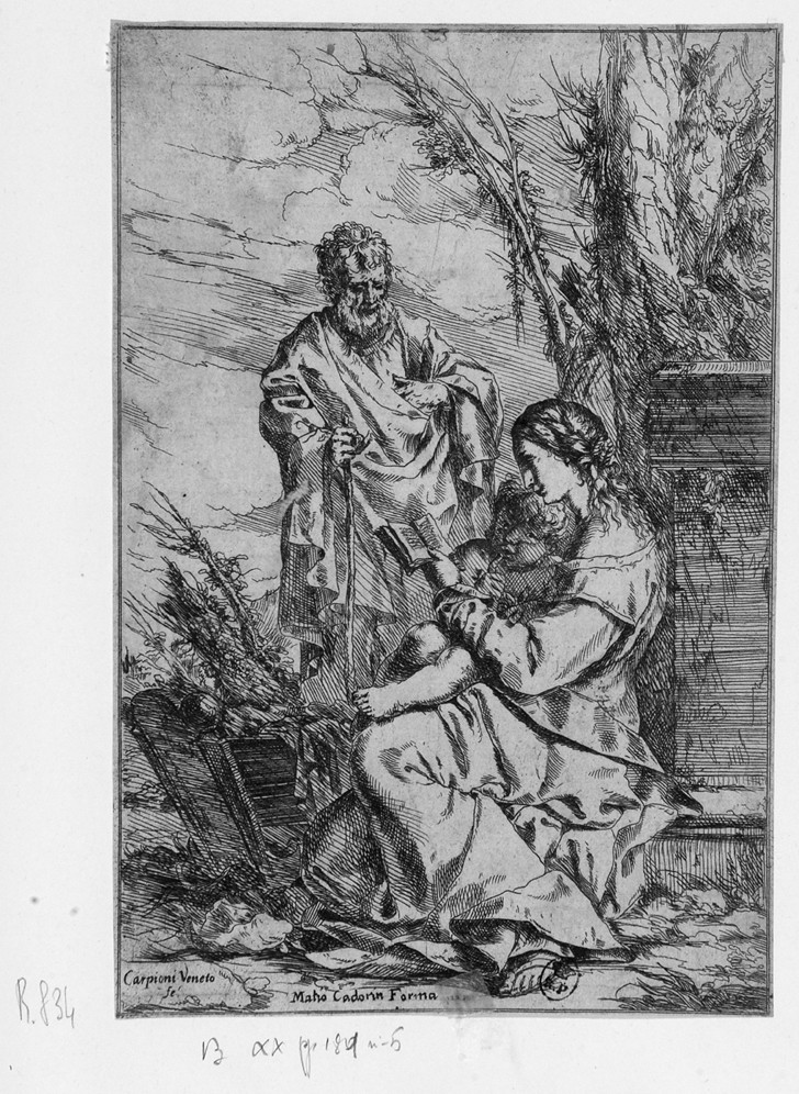 Sacra Famiglia (stampa smarginata) di Carpioni Giulio (metà sec. XVII)