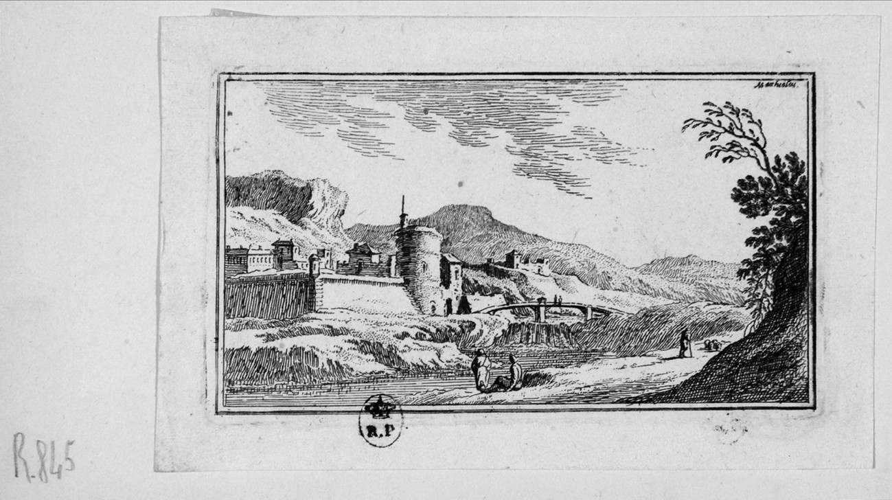 paesaggio (stampa smarginata) di Mattioli Lodovico (sec. XVII)