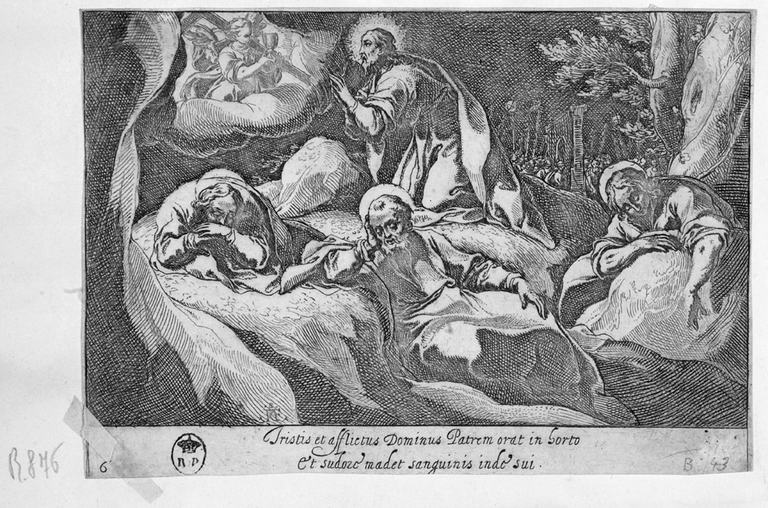 orazione di Cristo nell'orto di Getsemani (stampa smarginata, serie) di Schiaminossi Raffaello (sec. XVII)