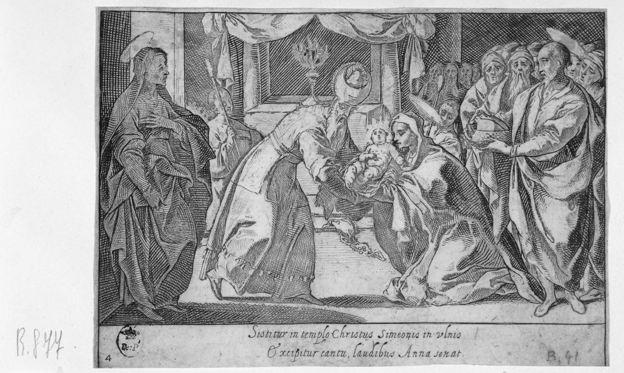 presentazione di Gesù al tempio (stampa smarginata, serie) di Schiaminossi Raffaello (sec. XVII)
