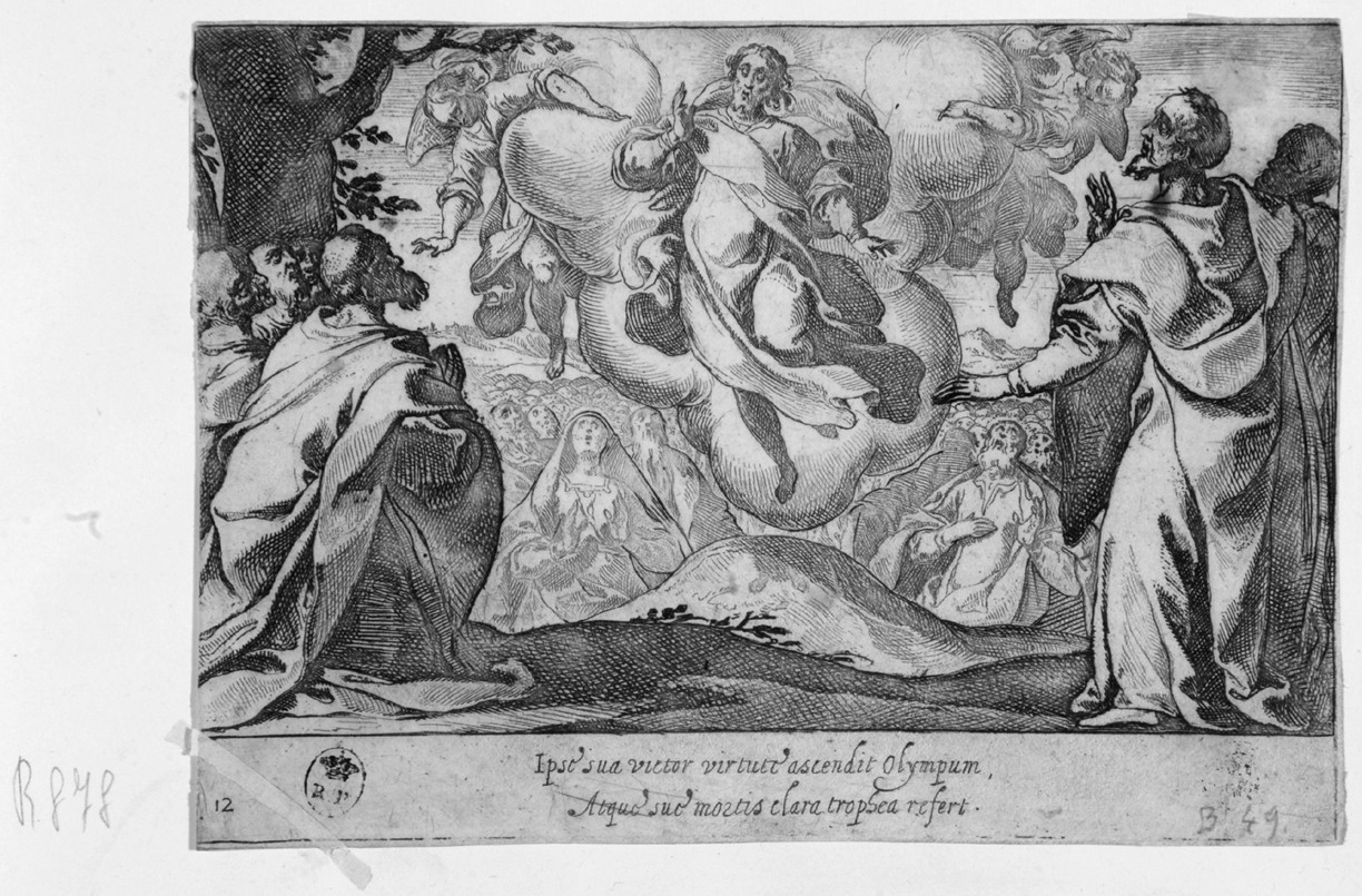ascensione di Cristo (stampa smarginata, serie) di Schiaminossi Raffaello (sec. XVII)