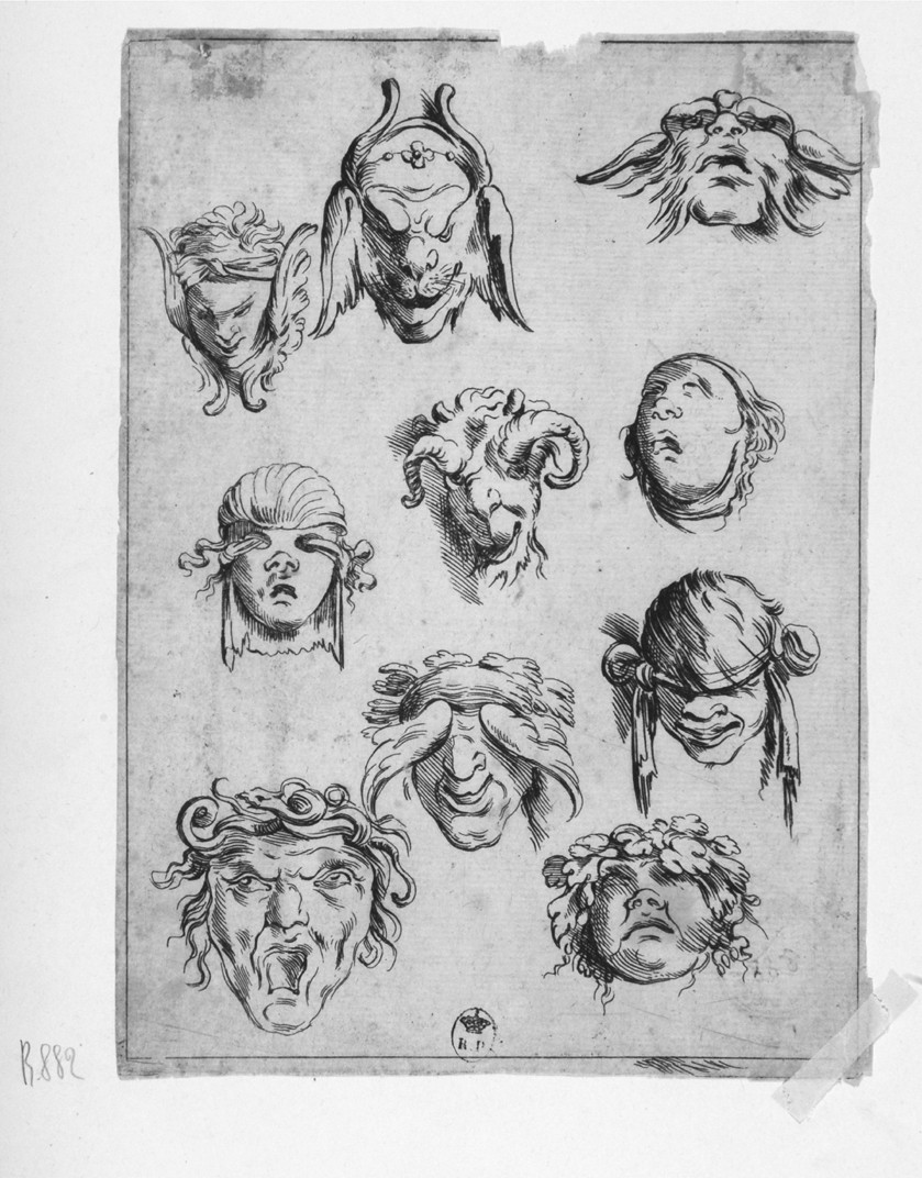 mascheroni (stampa smarginata, serie) di Mitelli Giuseppe Maria, Mitelli Agostino (sec. XVII)