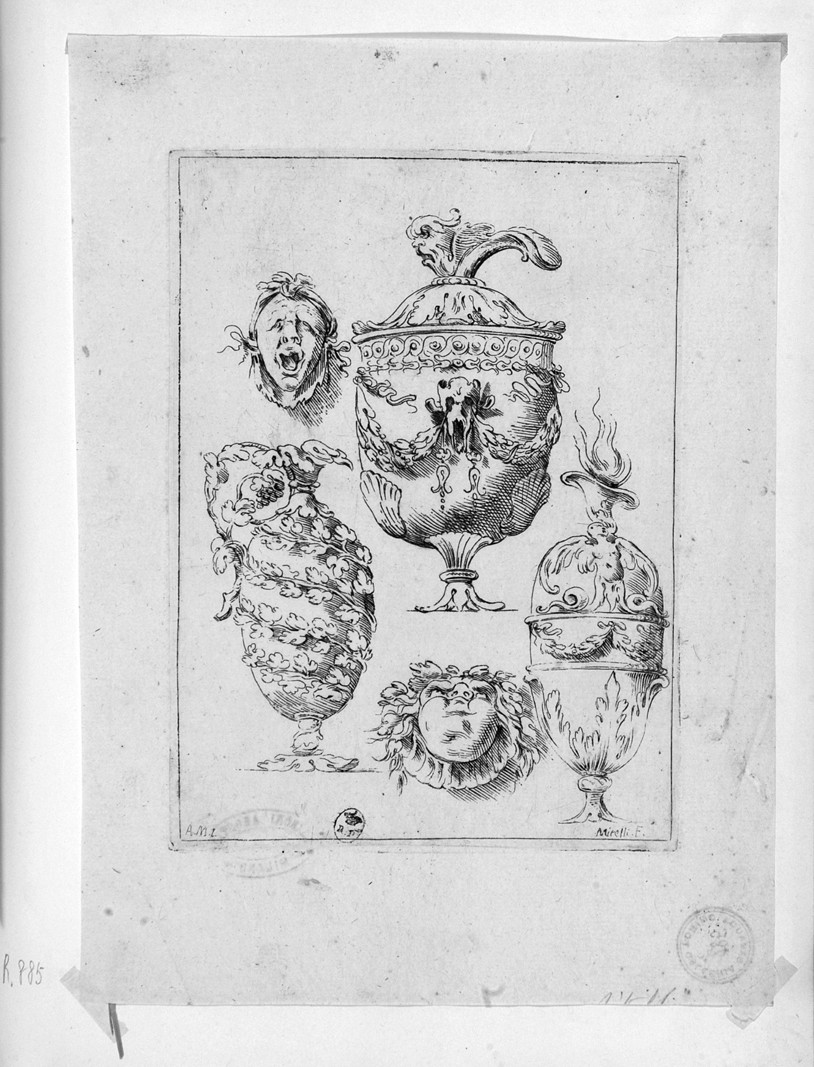 vasi e mascheroni (stampa, serie) di Mitelli Giuseppe Maria, Mitelli Agostino (sec. XVII)