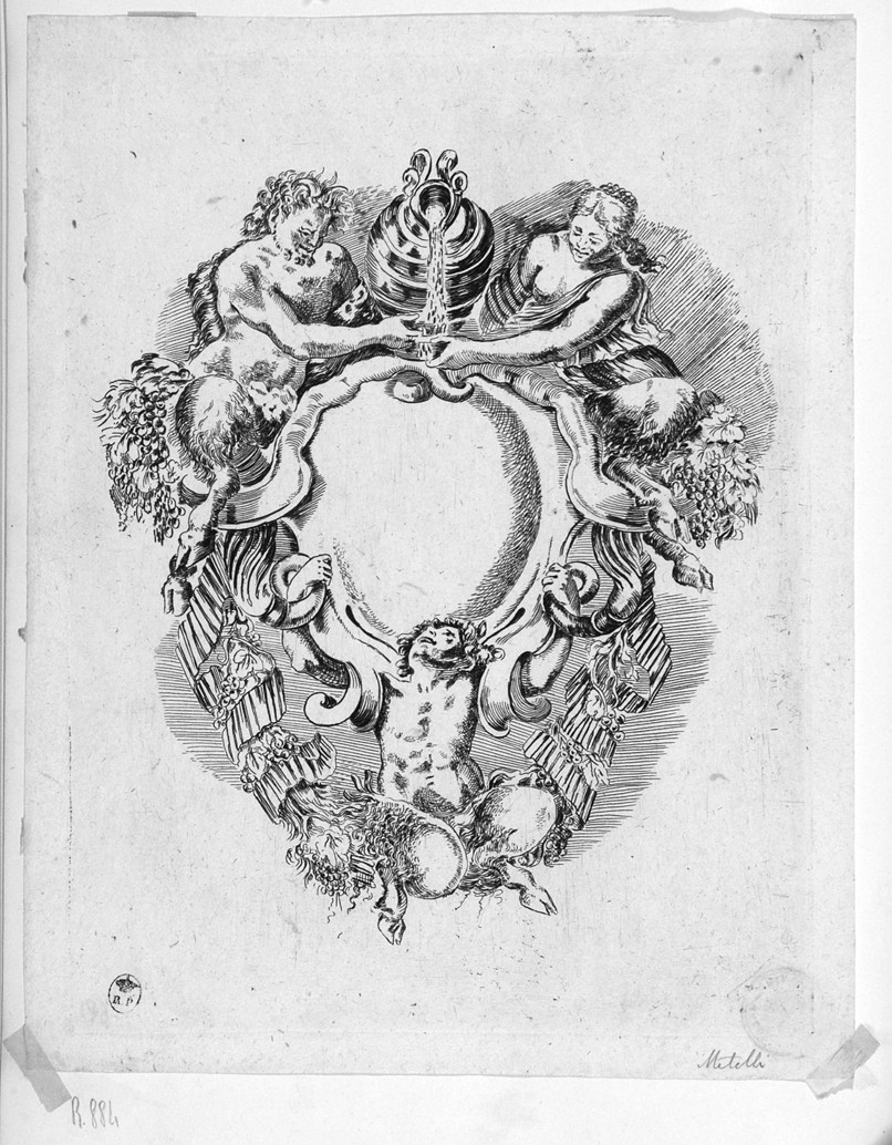cornice con motivi decorativi (stampa, serie) di Mitelli Giuseppe Maria, Mitelli Agostino (sec. XVII)