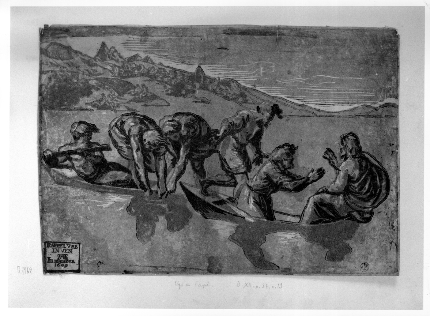 Pesca miracolosa (stampa smarginata) di Sanzio Raffaello, Ugo da Carpi (sec. XVII)