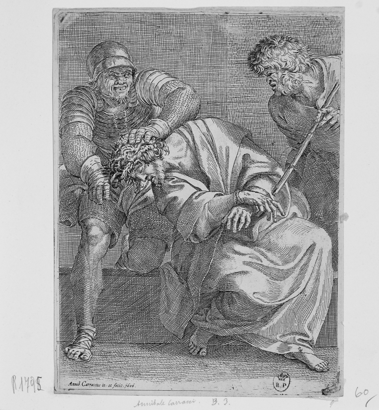 Cristo coronato di spine (stampa) di Carracci Annibale (sec. XVII)