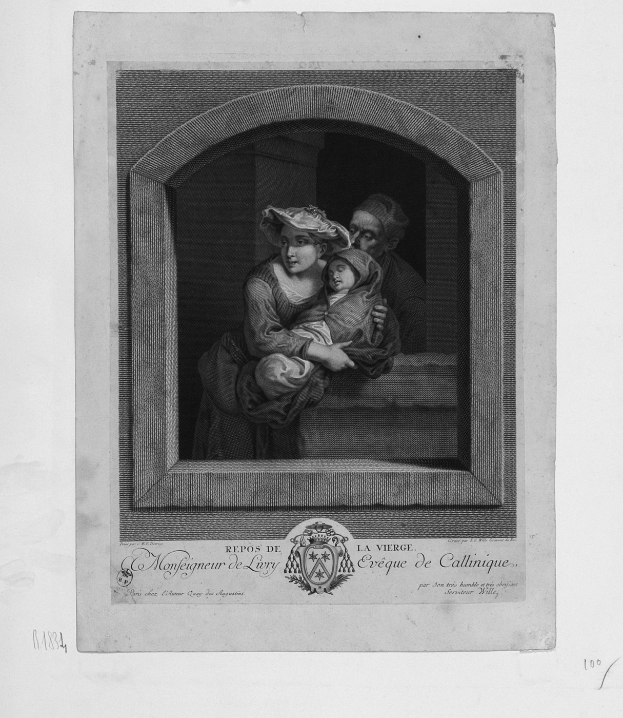 il riposo della Vergine (stampa) di Wille Johann Georg, Dietrich Cristiano (sec. XVIII)