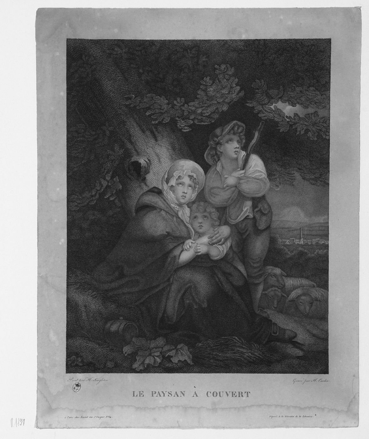 The sheltered peasants, contadini al riparo (stampa) di Cardon Anthony, Singleton Henry (sec. XVIII)