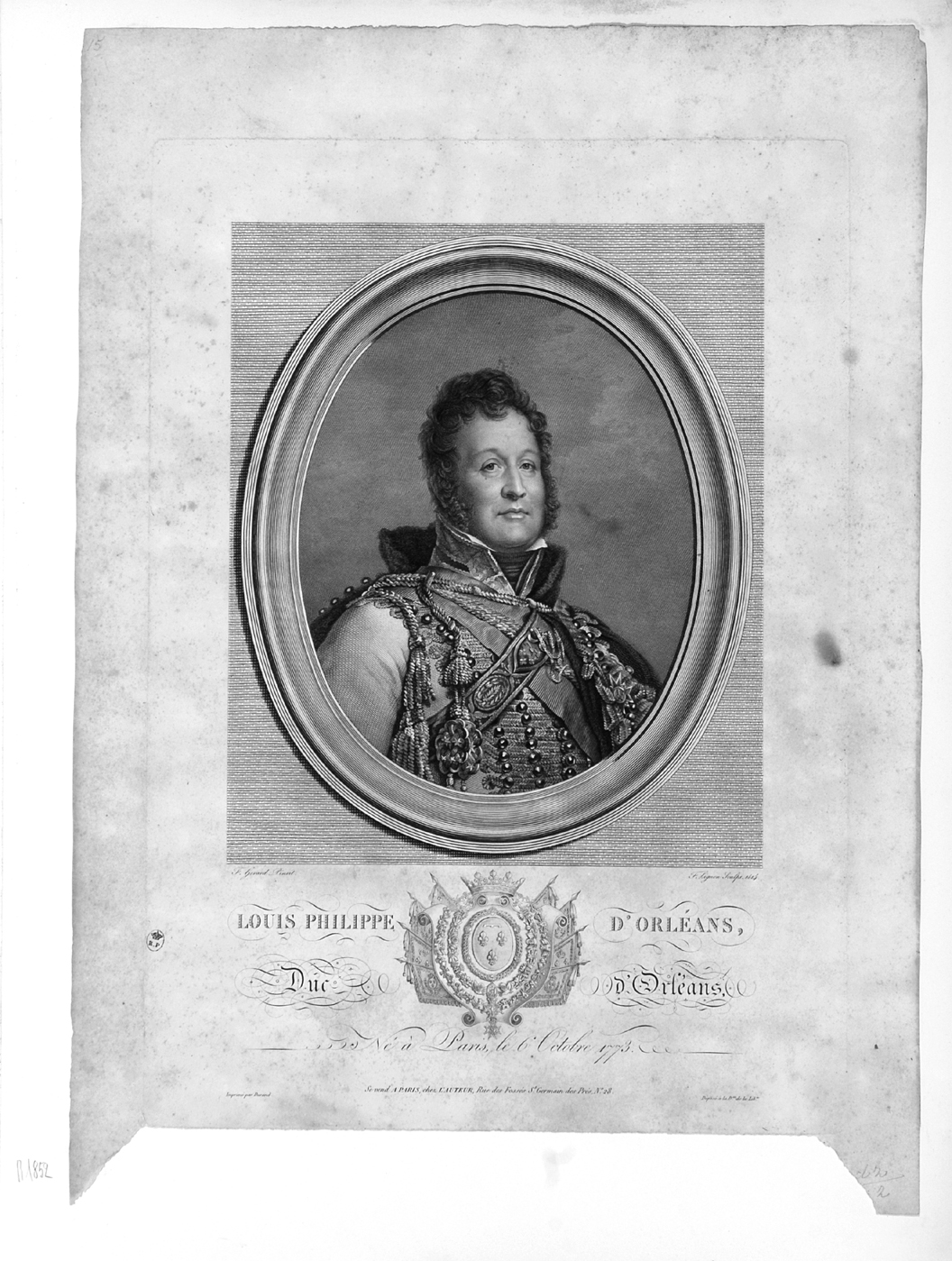Louis Philippe d'Orléans, ritratto di Louis Philippe d'Orléans (stampa) di Lignon Etienne Frédéric, Gérard François (sec. XVIII)
