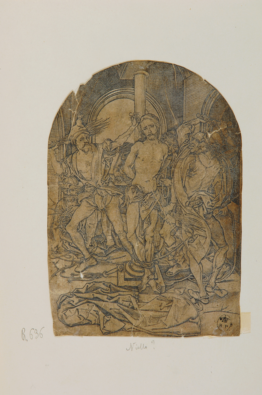 flagellazione di Cristo (stampa tagliata, serie) di Schongauer Martin - ambito tedesco (prima metà sec. XV)