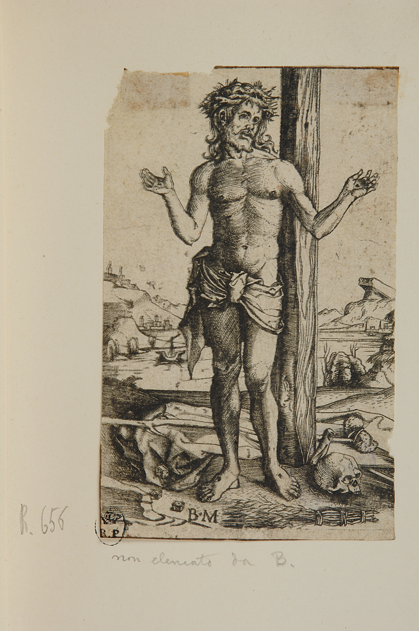 Cristo coronato di spine (stampa smarginata) di Montagna Benedetto (metà sec. XVI)