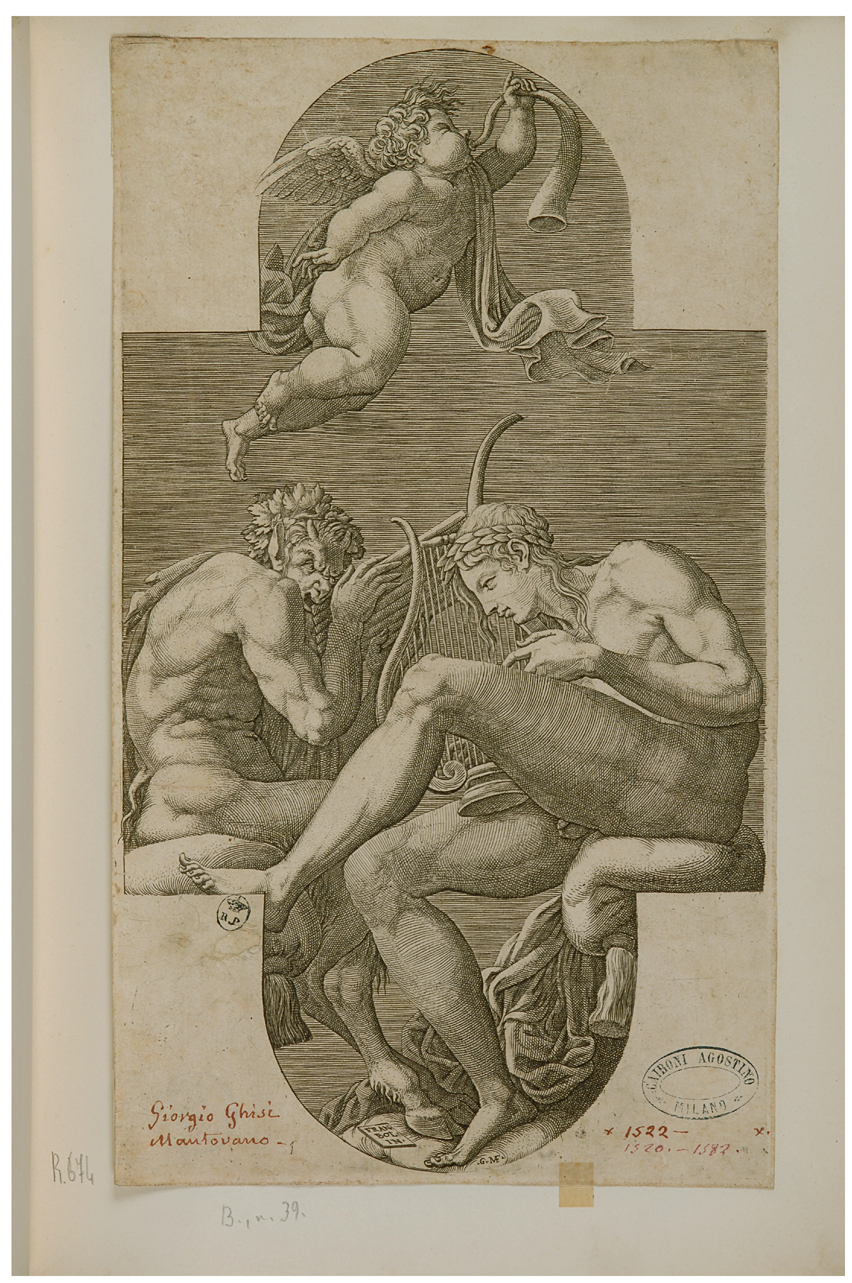 Apollo e Marsia (stampa smarginata, serie) di Ghisi Giorgio, Primaticcio Francesco, detto il Bologna (terzo quarto sec. XVI)