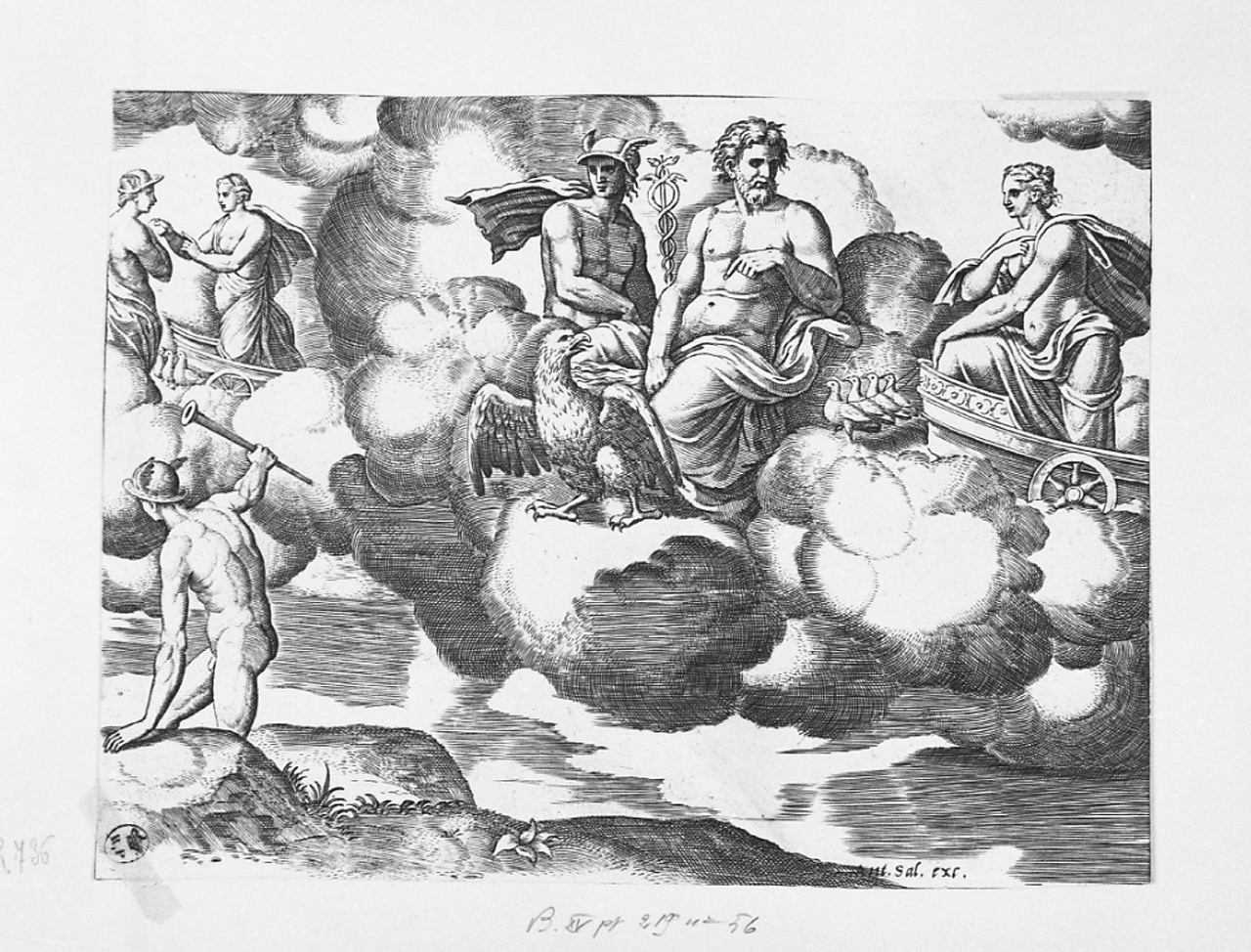 Venere, Giove e Mercurio (stampa tagliata, serie) di Coxie Michele, Daddi Bernardo detto il Maestro del Dado (prima metà sec. XVI)