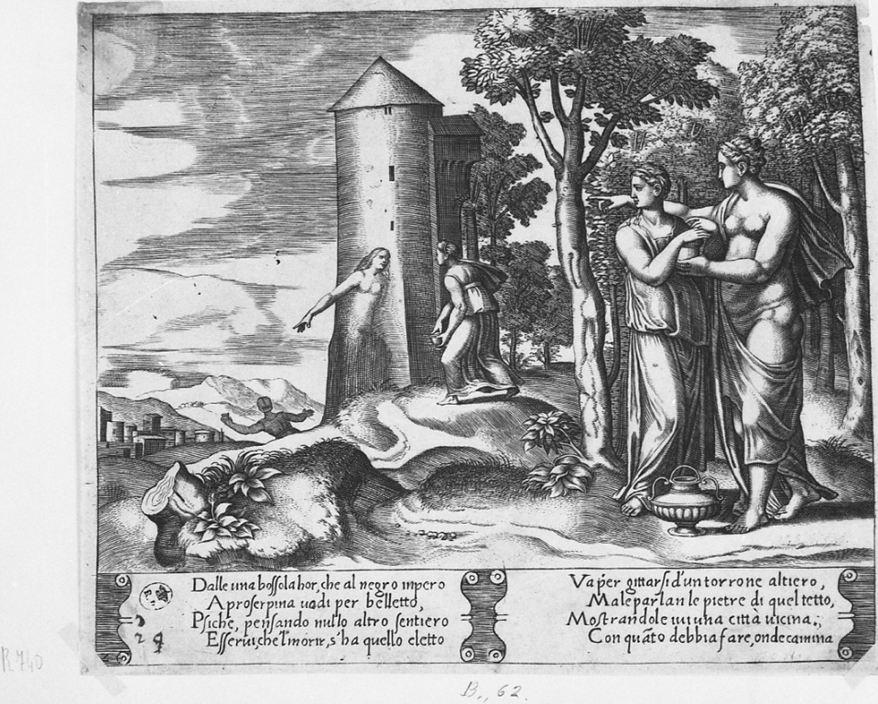 Venere e Psiche (stampa smarginata, serie) di Coxie Michele, Daddi Bernardo detto il Maestro del Dado (prima metà sec. XVI)