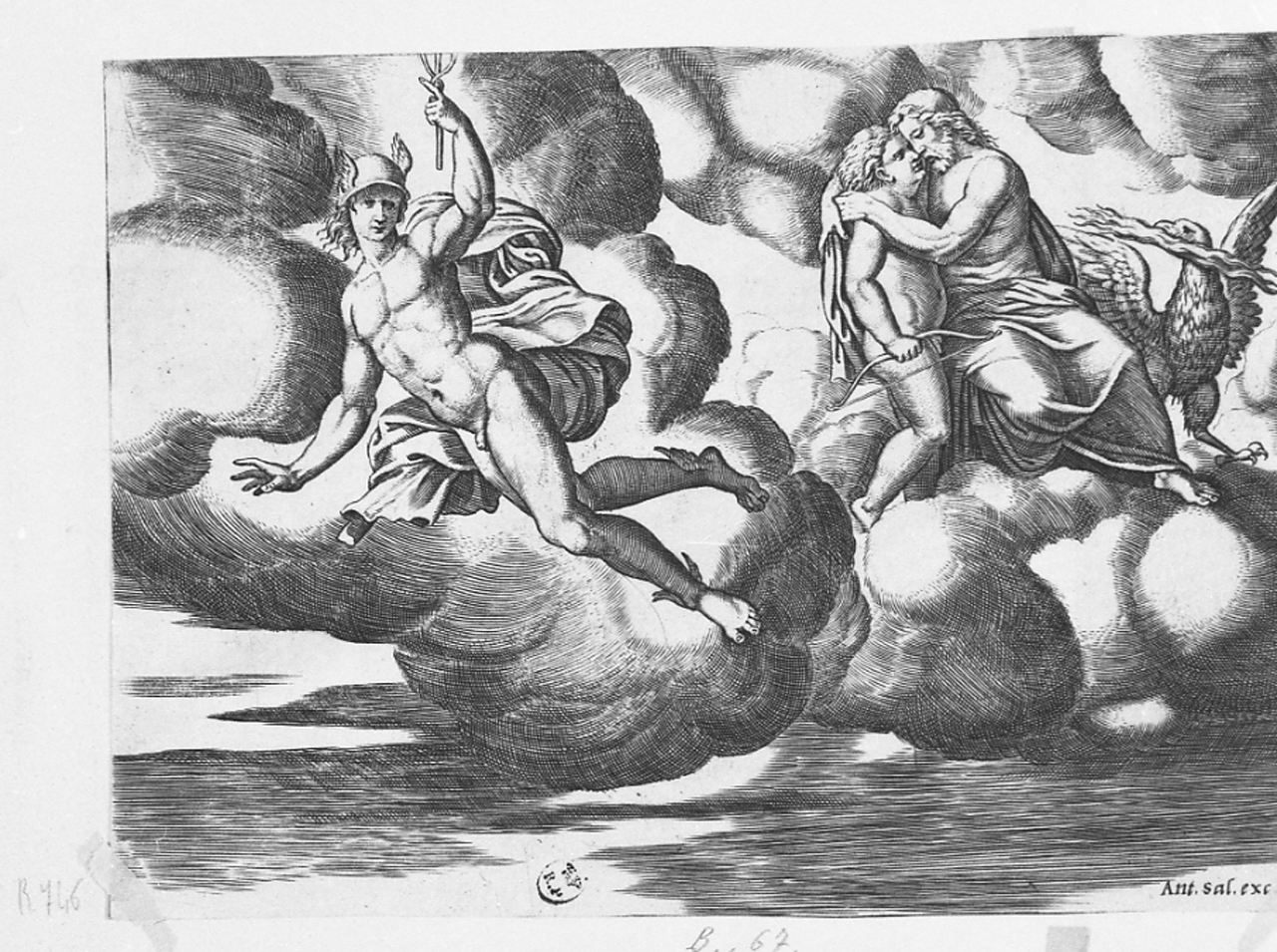 Cupido e Giove (stampa tagliata, serie) di Coxie Michele, Daddi Bernardo detto il Maestro del Dado (prima metà sec. XVI)