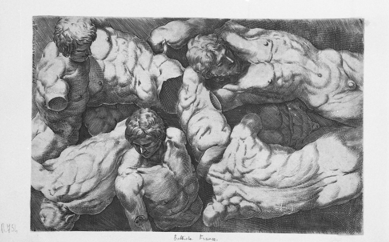 torsi maschili (stampa smarginata) di Franco Battista, detto il Semolei (sec. XVI)