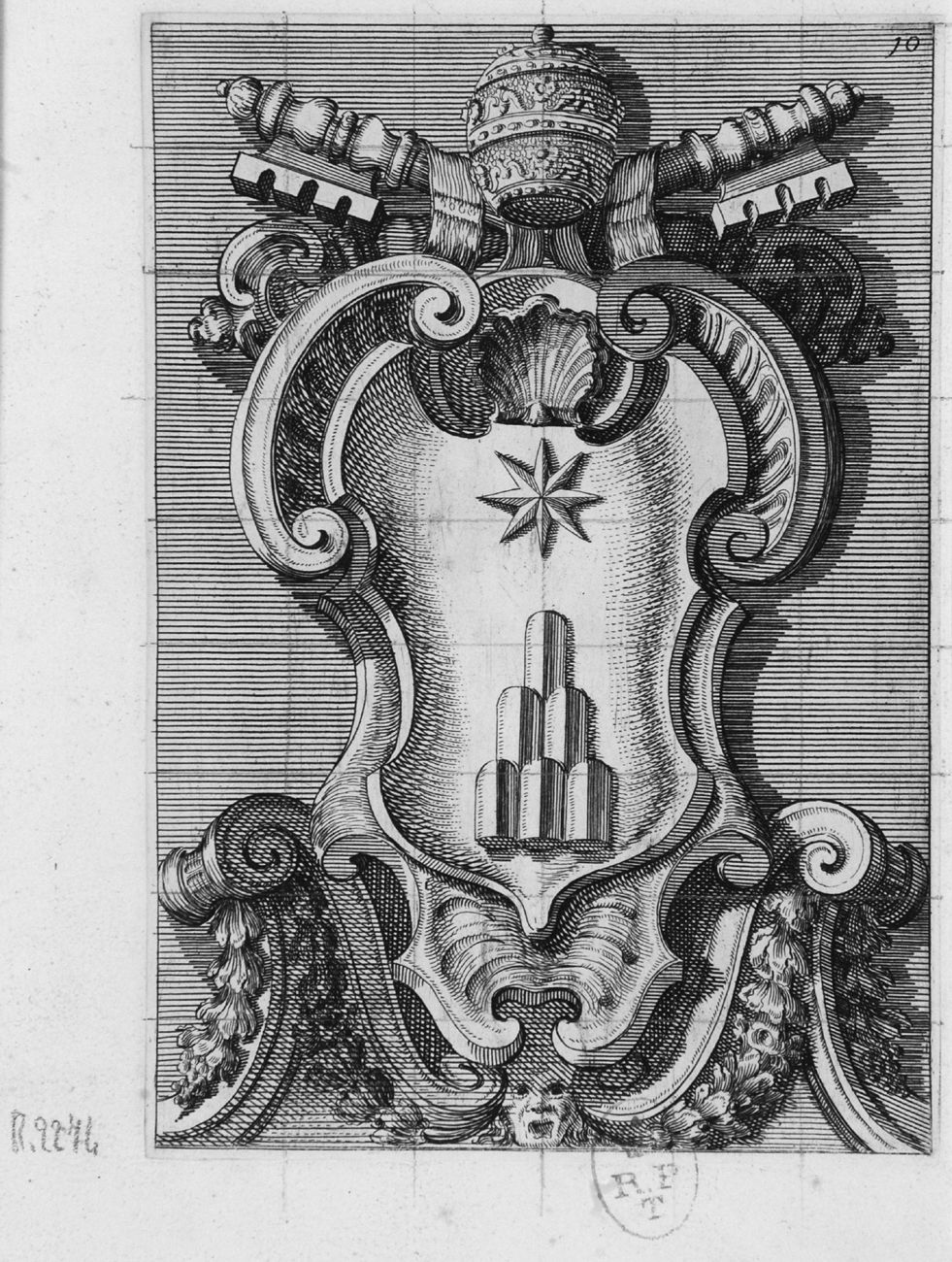stemma papale di Alessandro VII (stampa, serie) di Juvarra Filippo, Bernini Gian Lorenzo (sec. XVIII)