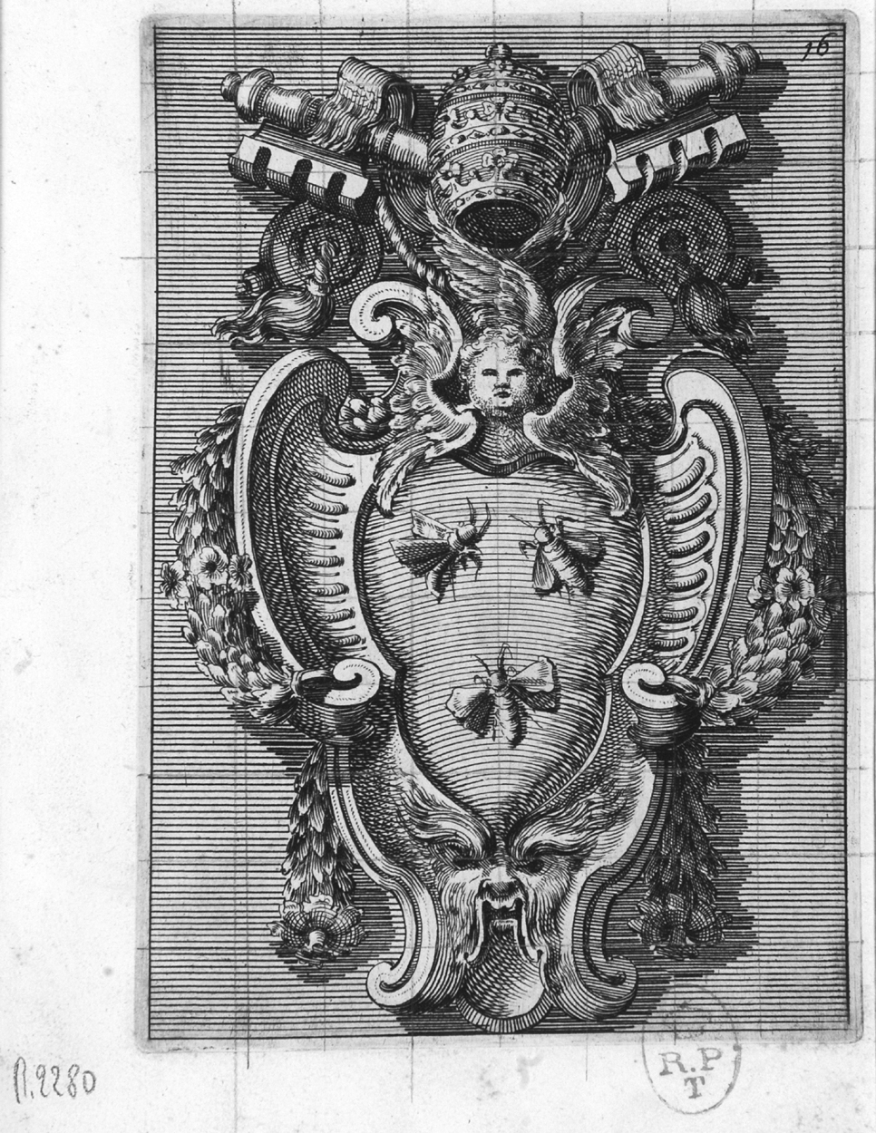 stemma papale di Urbano VIII (stampa, serie) di Juvarra Filippo, Bernini Gian Lorenzo (sec. XVIII)