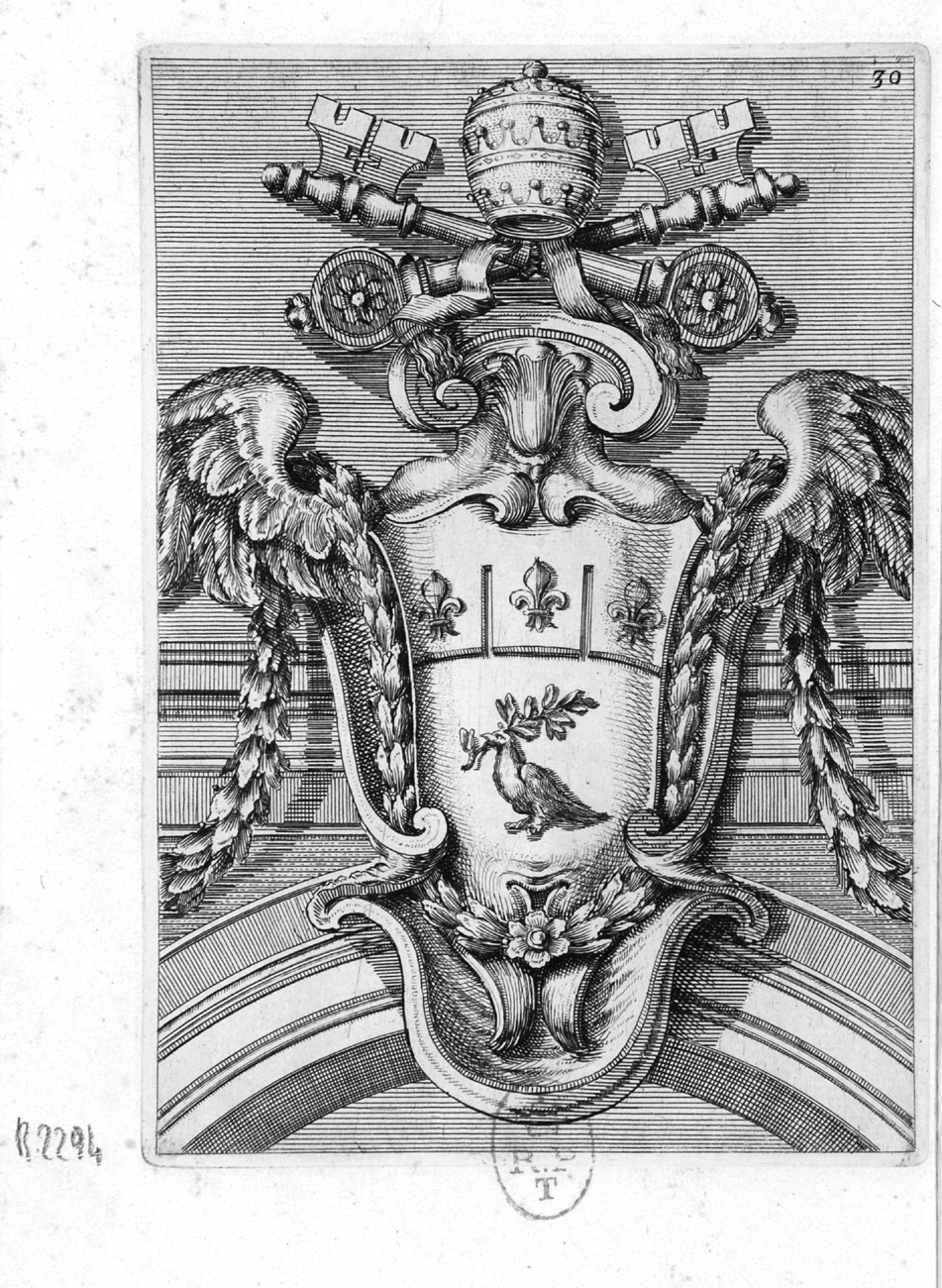 stemma papale di Innocenzo X (stampa, serie) di Juvarra Filippo, Borromini Francesco (sec. XVIII)