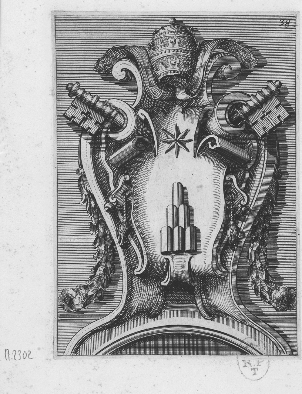 stemma papale di Alessandro VII (stampa, serie) di Juvarra Filippo, Fontana Carlo (sec. XVIII)