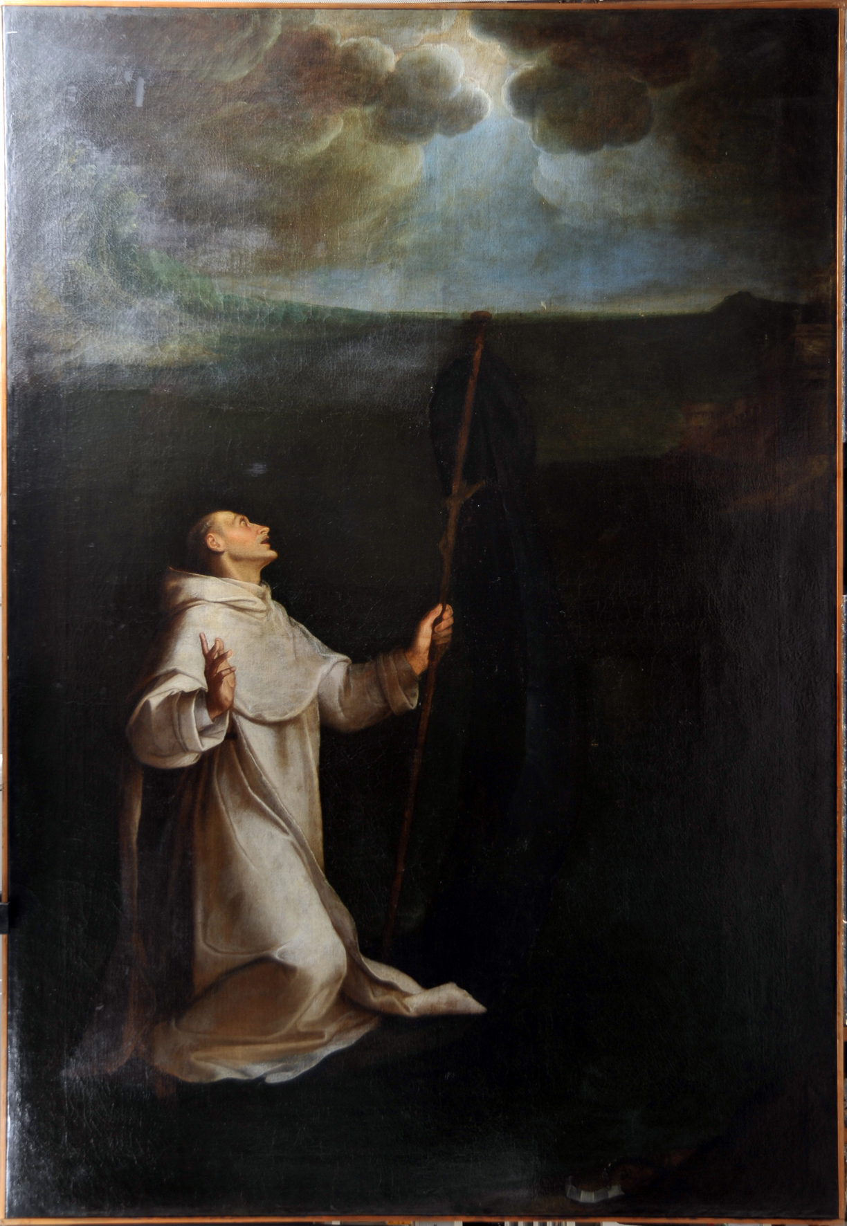Miracolo di san Raimondo di Peñafort (o di san Mauro), Santo in preghiera (dipinto, opera isolata) di Zucco Francesco - ambito bergamasco (secondo quarto sec. XVII)