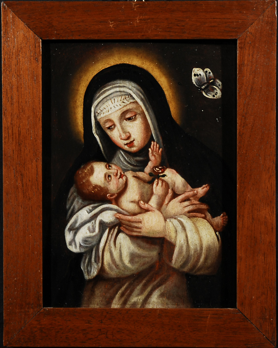 Santa Caterina da Siena, Santa con Gesù Bambino (dipinto, opera isolata) - ambito bergamasco (metà sec. XVII)