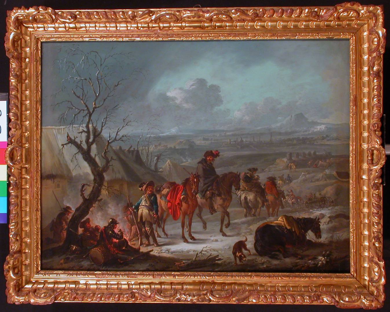 Scena di riposo dopo la battaglia, Militari di ritorno dalla battaglia (dipinto, coppia) di August Querfurt (attribuito) - ambito viennese (prima metà sec. XVIII)