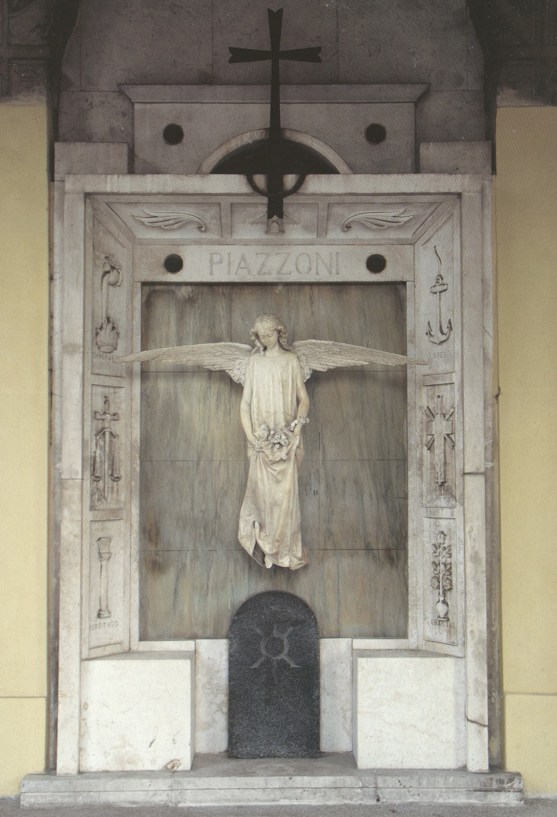 Angelo offerente, Angelo con ali spiegate (monumento funebre - a cappella, opera isolata) di Vela Vincenzo (attribuito) - ambito ticinese (seconda metà sec. XIX)